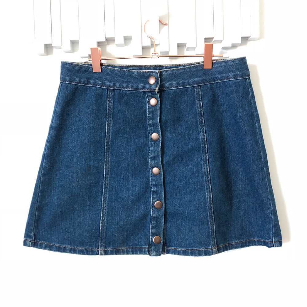 Brandy Melville • circle jean skirt / snap-up - Picture 1 of 6